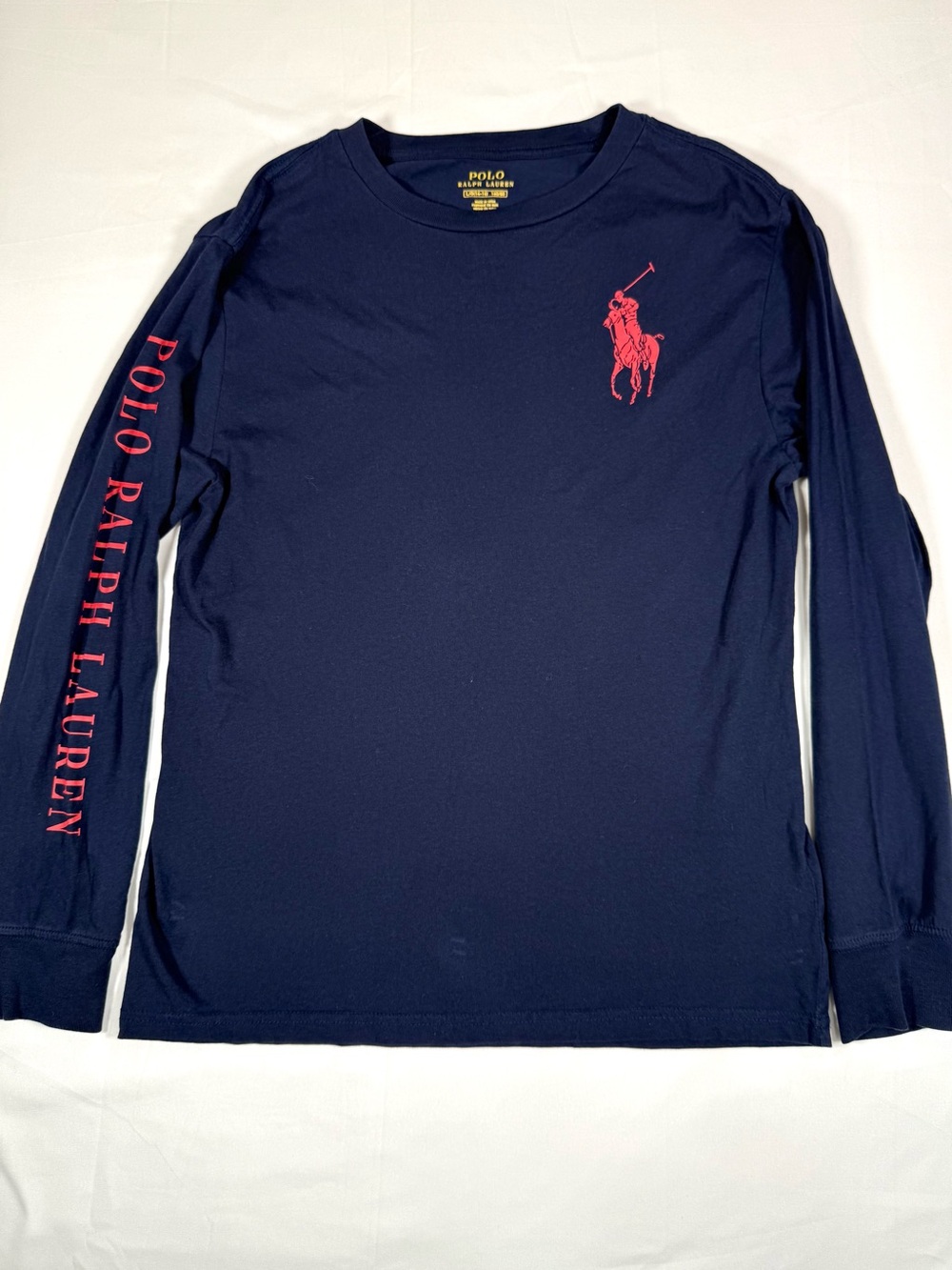 POLO RALPH LAUREN Boys Big Pony Long Sleeve Shirt L 14-16 Preppy Casual Classic